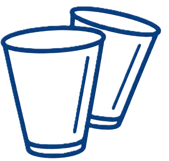 Aluminum Cups logo with two blue cup outlines