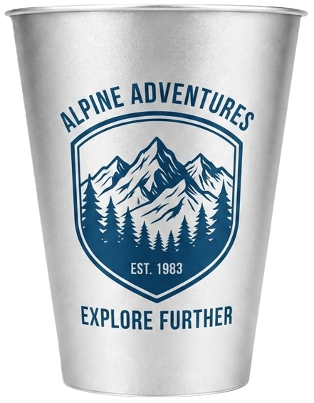 Alpine Adventures custom aluminum cup
