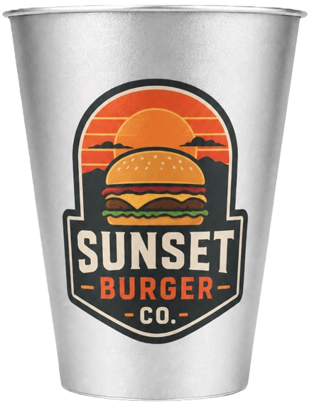 Sunset Burger Co custom aluminum cup