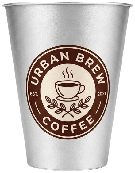 Urban Brew Coffee custom aluminum cup